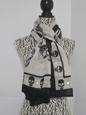 Lane Bryant Black and White Skull Accent Scarf